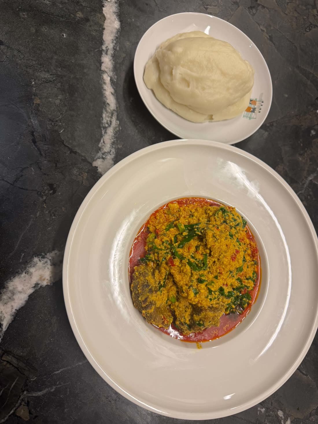 Authentic egusi soup at My Place Bar